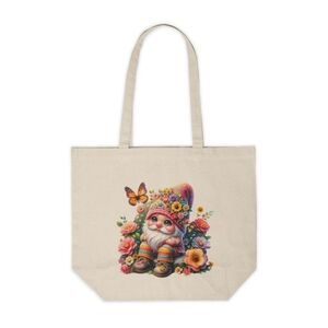 Spring Garden Gnome Custom Canvas Tote Bag